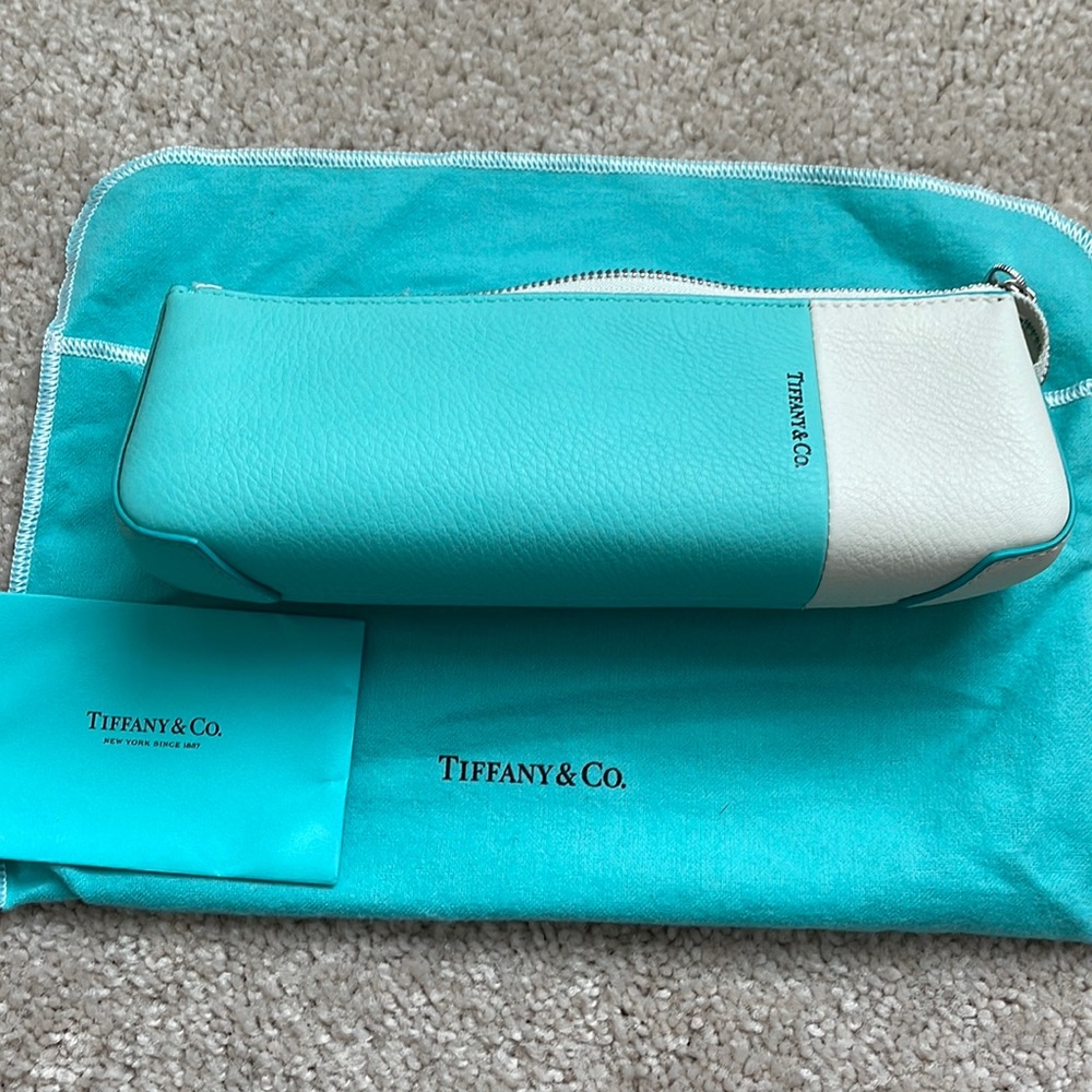 Tiffany leather color block cosmetic case